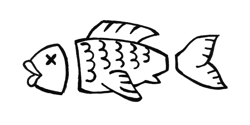 Accapo logo: A fish with no head and no tail